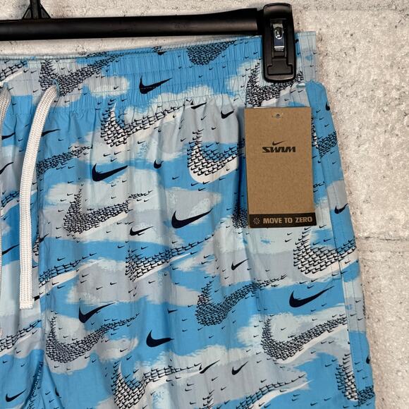 Nike Men's Flock Logo-Print 5" Swim Trunks - Aquarius Blue XXL (May run small) - Picture 3 of 7